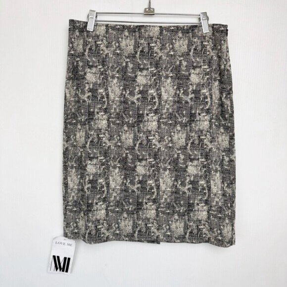 MM. Lafleur Crosby Pencil Skirt Scribble Jacquard Black Cream Size 8 NEW - Picture 2 of 12